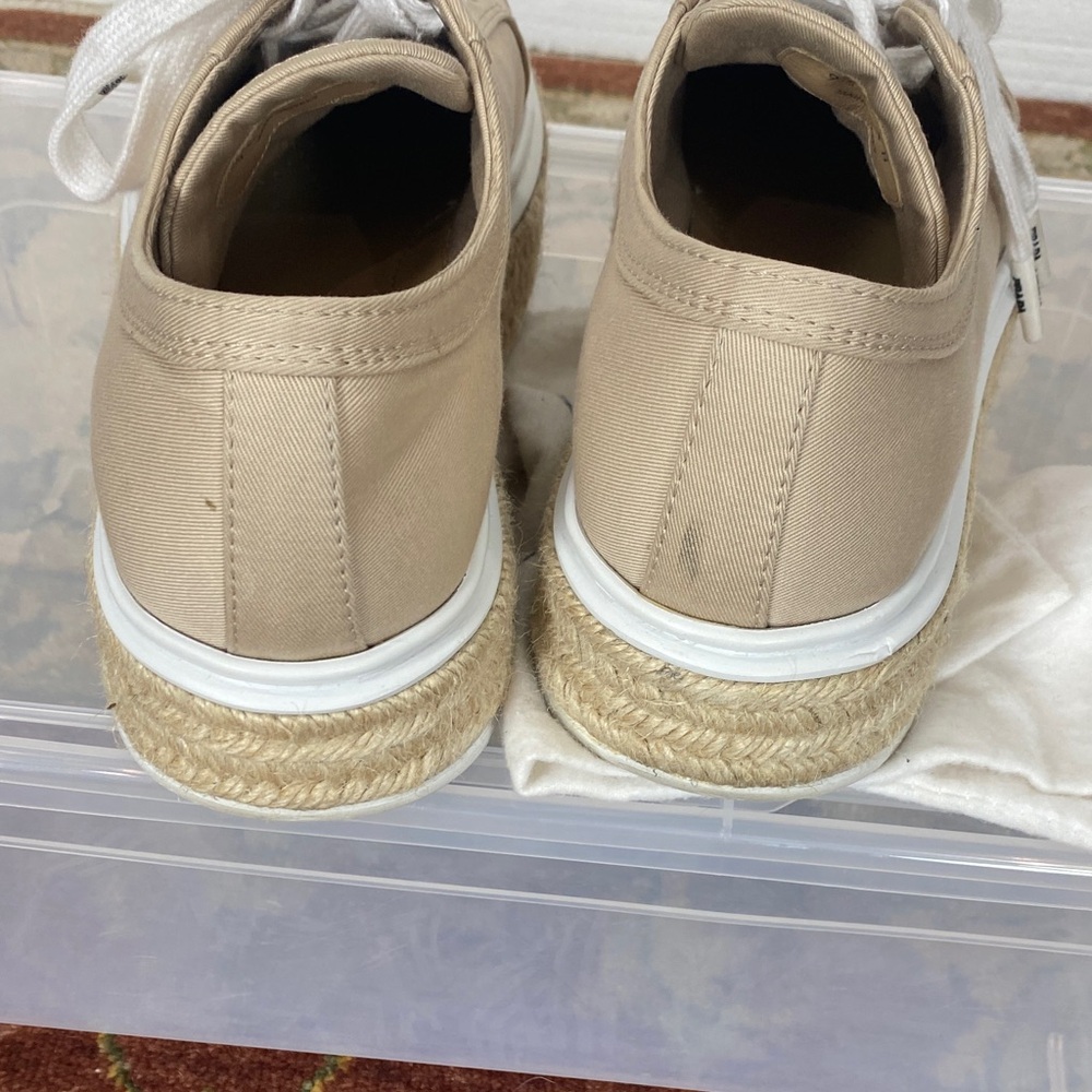 PRADA Natural Gabardine Espadrille Wedge Sneakers 38 - Picture 5 of 10
